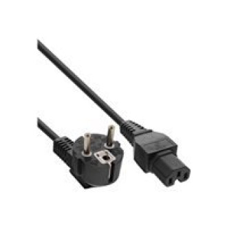 INLINE BULK 25er Netzkabel Schutzkontakt gewinkelt auf Warmgeraetestecker C15 gerade schwarz 2m