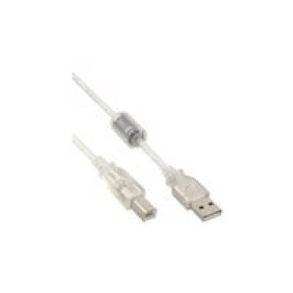 INLINE USB 2.0 Kabel A an B transparent mit Ferritkern 1m