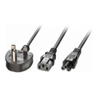 LINDY 2,5m UK 3 Pin Plug to 1x C13 & 1x C5
