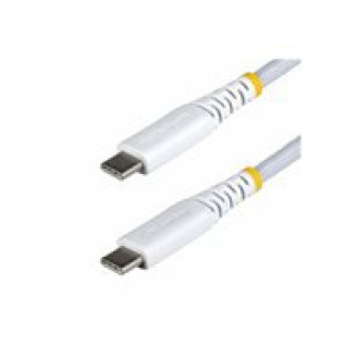 STARTECH.COM 1m Weisses USB-C Ladekabel 60W 3A PD Zweischichtige geflochtene Nylon-TPE-Hulle Robustes USBC Laptop-Handy Ladekabel