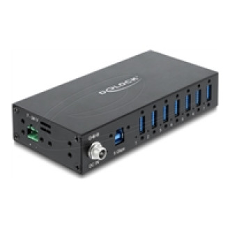 DELOCK Industrie Hub 7 x USB 5 Gbps Typ-A mit 8 kV ESD Schutz und Hutschienenbefestigung