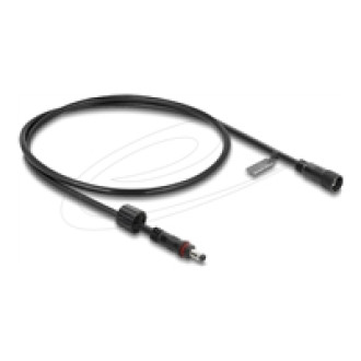 DELOCK DC Verlängerungskabel 5,5 x 2,1mm Stecker zu Buchse mit Schraubverschluss M12 x 1,75mm Gewinde wasserfest 18 AWG 0,5m schwarz