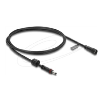 DELOCK DC Verlängerungskabel 5,5 x 2,5mm Stecker zu Buchse mit Schraubverschluss M12 x 1,75mm Gewinde wasserfest 18 AWG 1m schwarz