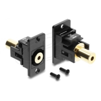 DELOCK Panel Mount Klinkenbuchse 3,5mm 4 Pin zu Klinkenbuchse 3,5mm 4 Pin vergoldet schwarz