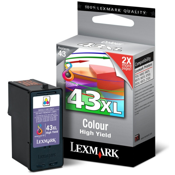 Original Cartucho con cabezal de impresión color Lexmark 0018YX143E/43XL color