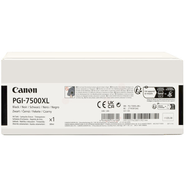 Original Cartucho con cabezal de impresión negro Canon 2774C001/PGI-7500 BK negro