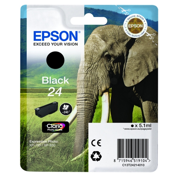 Original Tintenpatrone schwarz Epson C13T24214010/24 schwarz