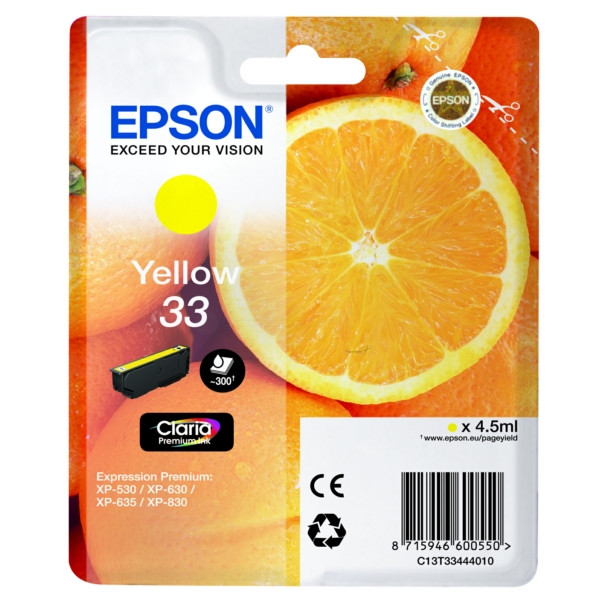 Original Tintenpatrone gelb Epson C13T33444012/33 gelb