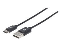 MANHATTAN Hi-Speed USB C Anschlusskabel USB 2.0 Typ A Stecker - Typ C Stecker 480 Mbps 1m Schwarz