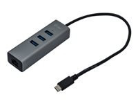 I-TEC USB-C Metal 3-Port HUB mit Gigabit Ethernet Adapter 1x USB-C auf RJ-45 3x USB 3.0 Port LED-Anzeige kompatible mit TB 3