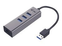 I-TEC USB 3.0 Metal 3-Port HUB mit Gigabit Ethernet Adapter 1x USB 3.0 auf RJ-45 3x USB 3.0 Port LED-Anzeige