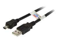 EFB USB2.0 Anschlusskabel TypA Stecker auf Mini B Stecker 5 polig Premium Schwarz 1,8m