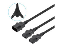 MANHATTAN Stromkabel 2 x C13 auf C14 Y-Splitterkabel 1,8m 10A 250V Stromversorgung für zwei Geräte von einer PDU- oder USV-Steckdose