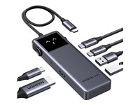 UGREEN Uno CM888 6-in-1 USB-C Hub 1x 4K HDMI 1x USB-C PD 100W 2x USB-A 3.2 2x USB-C 3.2 intelligentes LED-Display mit Status Emojis