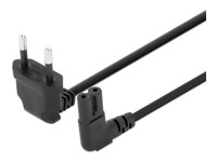 MANHATTAN Stromkabel C7 auf EU CEE 7/16 2m Netzkabel Euro 8 auf 2-pol. europäischen Netzstecker 90 Grad gewinkelt 2,5 A 250V schwarz
